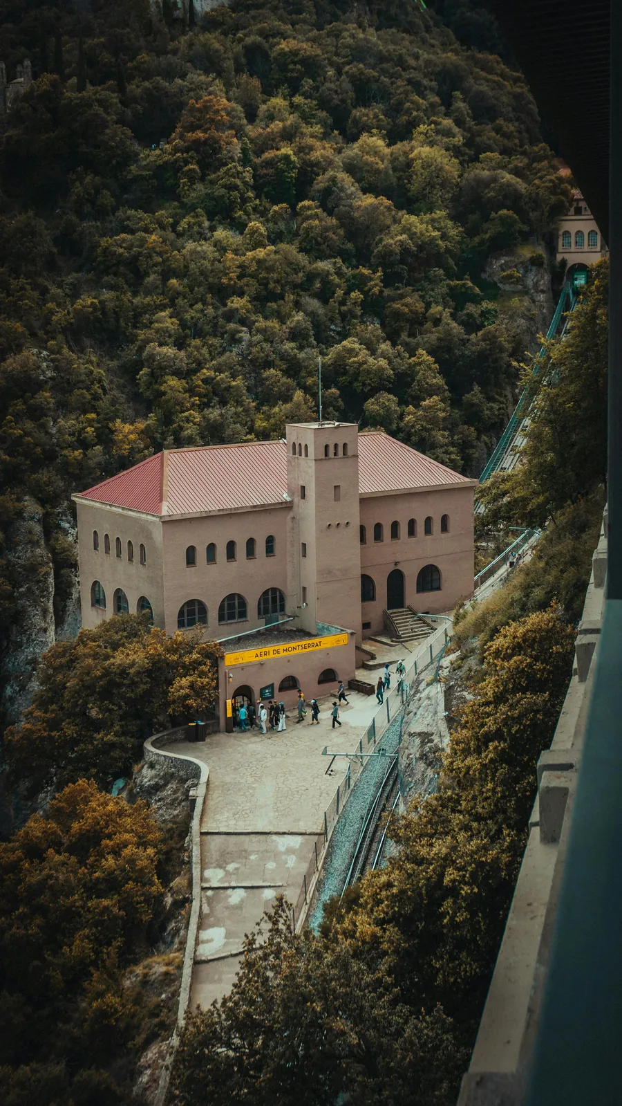 Cremallera de Montserrat cog railway approaching the monastery